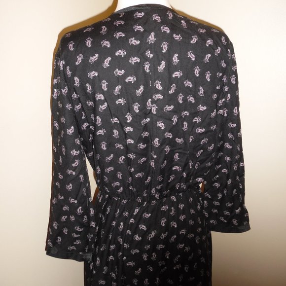 Sisley France Floral Fit &Flare Maxi Dress in Paisley Black Cocktail Longsleeve - Picture 10 of 11